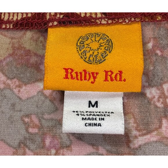 Ruby Rd. Womens Floral Short Sleeve Top Size M Pleated Abstract Autumn Fall - Picture 3 of 4